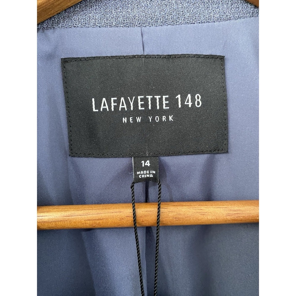LaFayette 148 Blazer Womens Sz 14 Admiral Blue 100% Wool 2 Button‎ Textured $598 - Picture 5 of 8